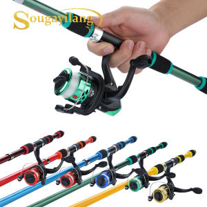 Sougayilang Fishing Rod Reel Set 1.8M Telescopic Fishing Rod and 5.5:1 Gear Ratio Fishing Spinning Reel With Spare Line For Salt And Freshwater Mini Combo Portable Travel Set