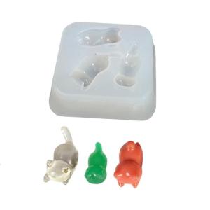 Three Cats Pendant Mold Epoxy Resin Handmade Charm Mould Flexible Silicone Accessories Making Mould