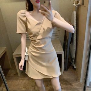 summer korean long sleeve casual Floral dress for women black cocktail mini dress plus size 2xl prom