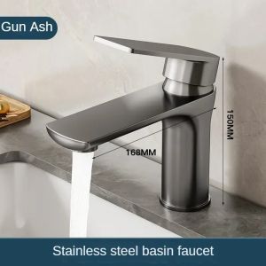 Gray/Brushed Stainless Steel Faucet Washbasin Sink Hot and Cold Water Home Bathroom Kitchen Cabinet Washbasin