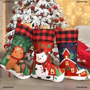 [COD] jiameitan ถุงเท้าคริสต์มาสลายสก๊อตซานตาสโนว์แมนกวางคริสต์มาสของตกแต่งวันคริสต์มาสสำหรับเด็กครอบครัว