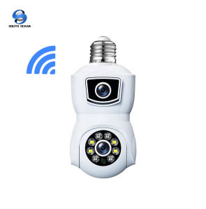 Dual Lens 4MP CCTV Camera WiFi Wireless Outdoor E27 Bulb Color & IR Night Vision Bulb CCTV Security Home
