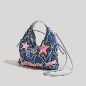 Women Handbag Five-Pointed Star Shoulder Bag Denims Crossbody Bag Simple Messenger Bag for Daily Travel