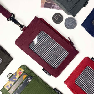 id card zipper resleting nametag holder lanyard tali dengan penutup zipper ada tempat koin waterproof anti air