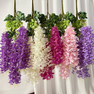3 Heads Fake Wisteria Flowers Simulated flower string Wedding gift Ceiling arch decoration Fake flower vine violet