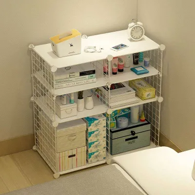 JL2 Simple Modern Bedside Cabinet Nordic Assembly Bedside Storage Cabinet Bedroom Shelf Multi-layer Compartment Storage