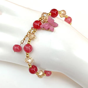 Fy💙 Gelang Kupu-kupu Kristal / Gelang Glasir Kristal Giok Imitasi / Gelang Batu Hancur Manik-manik / Gelang Bunga Matahari Daisy Kecil