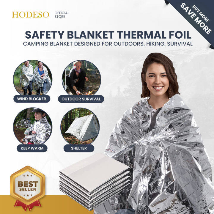 Emergency Blanket Mylar Thermal Blankets Space Blanket 1pc Camping Blanket Designed for Outdoors Hiking Survival Marathons Retain Body Heat Silver Color I Hodeso Store Lazada PH