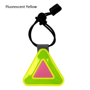 OKKFINE 1Pcs with Spring Hook Reflective Triangle Sign Safety Warning Elastic Cord Safety Clip Durable Plastic Hanging Tag for Backpack Kids School Bag