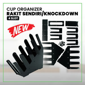 Rak Cup Holder / Rak Paper Cup Akrilik Single Bar 4 Slot