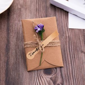 Kraft Paper Greeting Card Birthday Party Blessing Card Creative DIY Dried Flower Greeting Card