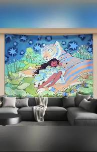 Northern Europe ins Forest Girl Vintage Decorative Background Cloth ins Wall hanging for sofa and bed head decoration