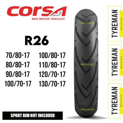 TAYAR MOTOSIKAL Corsa Platinum R26 70/80-17 >130/70-17 TL Tyre for LC135 Y15 RS RSX