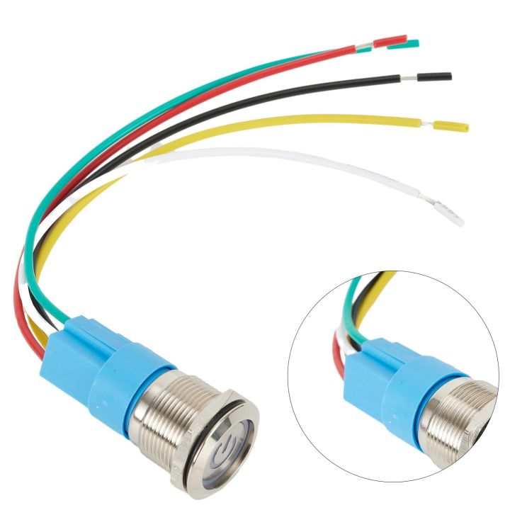 LED Power Switch Push Button Replacement Symbol ON-OFF Wire socket 12V ...