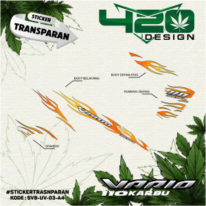 Sticker Striping Transparan Vario 110 Karbu 2009 Sampai 2012 Motif Api Hotwheels Terbaru  - Kode SVB-UV - 420 Design