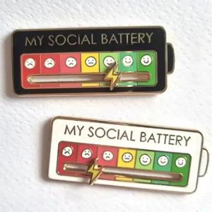 Mood Conversion Energy Brooch for Women Men Slidable My Social Battery Badge Expression Pins Brooches on Clothes