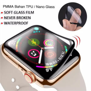 Anti gores PMMA NANO Glass Bahan TPU Apple i Watch ULTRA 38mm 40mm 41mm 42mm 44mm 45mm 49mm for Iwatch series se 1 2 3 4 5 6 7 8 9 Nano Pelindung Layar jam tangan