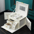Multifunction Leather Jewelry Box With Lock Watch Earrings Necklace Jewelry Storage Organizer Women Jewelry Case Organizer. 