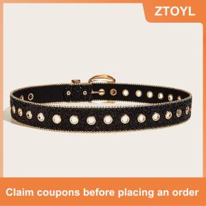 【ZTOYL】 Goth Punk Phụ Nữ Của Vành Đai Thời Trang Rhinestone Vành Đai Cô Gái Trang Trí Jeans Rộng Vành Đai Rock Người Đàn Ông Phụ Nữ Thời Trang Vành Đai