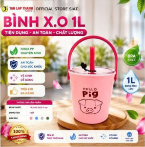 🐬Bình Đá XO 1 Lít -Kèm Ống Hút Bình Đá Mini Thiết Kế 2 Lớp Chịu Nhiệt Độ Cao Ly Giữ Nhiệt🐬