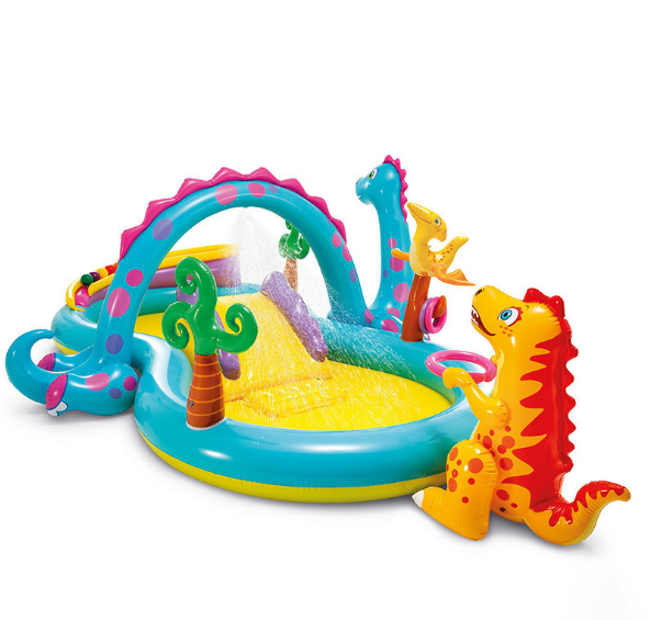 INTEX 57135 Dinosaur Eight-character Water Jet Slide Inflatable Pool  Playhouse Children's Family Swimming Pool Rectangular Steel Frame Swimming  Pool - Main Image