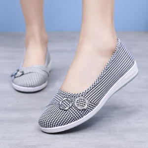 Free Shipping Spring And Autumn Plaid Low-Top Breathable Slip-On Shoes Non-Slip For Elderly Women Casual Shallow-Toe Mom Shoes