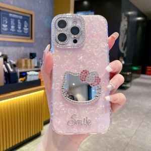 Cartoon Cat Mirror Love IMD Hard Case for iPhone 11 12 13 14 15 16 17 Pro Max Plus Air Casing Personalized Phone Case for iPhone 17 Case