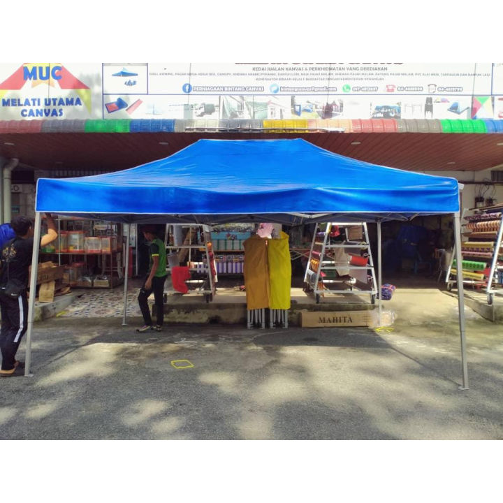 KHEMAH NIAGA MAHITA PVC 700D SAIZ 10ft X 15ft (3M X 4.5M) BESI PUTIH ...