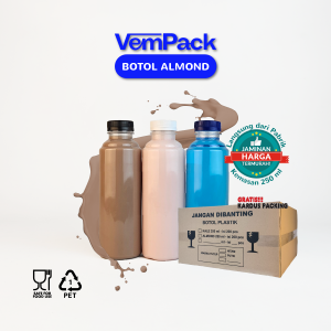 Botol Plastik Almond 250 ml / botol jus bulat 250ml short neck PET Set 100 pcs