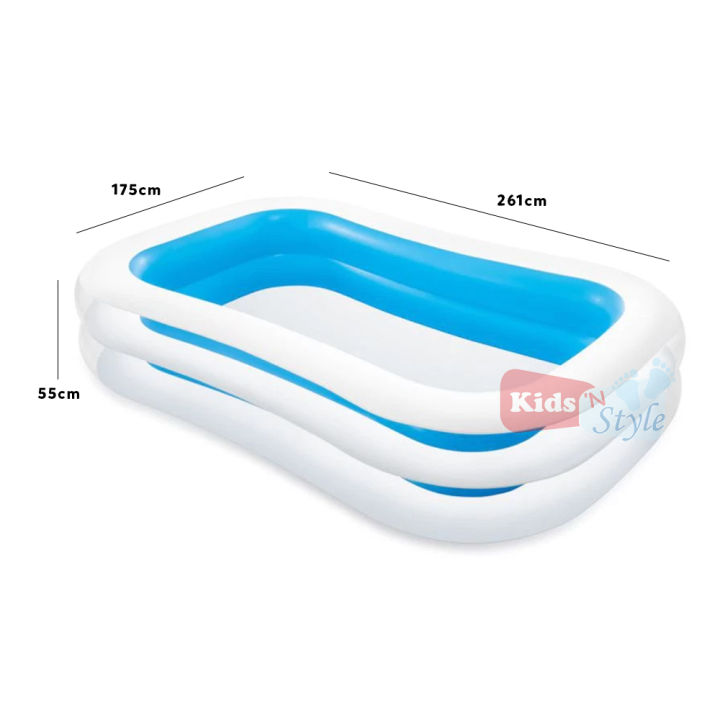 INTEX Swim Center Rectangular Size Inflatable Big Family Swimming Pool ...