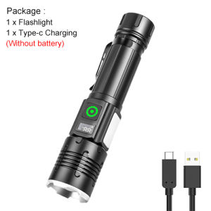 Asafee 1660 Outdoor Strong LED Flashlight Telescopic Zoom Torch 9 Light Modes COB Soft Side Light With Back Clip Tail Magenetic Lamp Rechargeable IPX4 Waterproof Camping Emergency