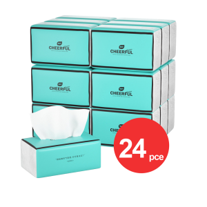 【24 Pack】Botare Cheerful Blue Wall Hanging Tissue 4-Ply 7680 Sheets Thick Strong Facial Tissue Bulk Pack Tisu Muka Gantung Dinding