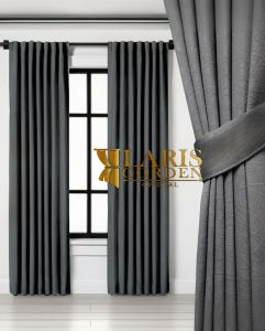 Gorden Black Out Polos Motip Glosy Ring 12 Lubang Ukuran Panjang 100X200 Warna Abu