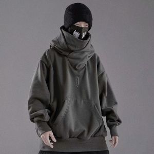 Sweatshirt Mens Hooded Loose Top Autumn and Winter Hiphop Loose Turtleneck Sweatshirt Jacket