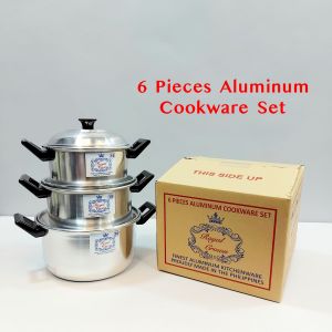 Royal Crown Aluminum 6-PIECE (3 sets) COOKWARE SET /Cooking Sauce Pot/Kaldero/Kaserola/Mura Makapal Good Quality
