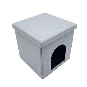 Foldable Poly Linen Footstool Storage Box Stool KENNEL STOOL 38x38x38 Rectangular Storage Stool Sofa Folding Storage Chair