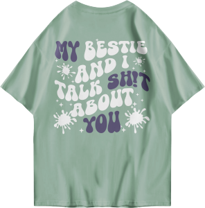 Kaos Oversized Tshirt Bestie Gambar Depan Belakang Kaos Oversize Wanita/Pria