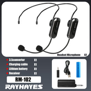 RAYHAYES Wireless Headset Microphone Wireless Lapel Microphone UHF Rechargeable for Teaching Metting & DJ