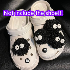 2/4/6/8pcs Shoe Fluffy Pom Pom ball Charms /Gradient Colors  shoe Charms for Crocs DIY/ Cute Black Ball  Shoe Decorations Quality Women Shoes Charms