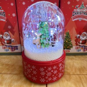 Christmas Snow Globe Led Light With 8 Music Cute Santa Claus Snowman Christmas Tree Faux Crystal Ball Decorative Perfect for Gift
