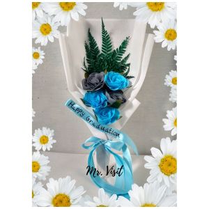 Mr. Visit / PROMO Buket Bunga Dua Warna Cover Putih / Buket Bunga Murah / Buket Wisuda
