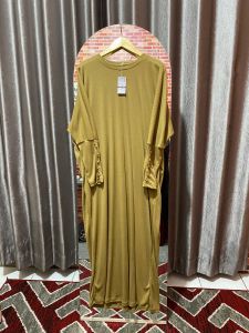 GAMIS INARA TANGAN KANCING / Gamis Knit Button Batwing Premium / Gamis Knit Button Wanita / Dress button