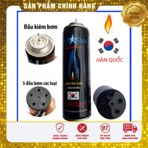 bình đen bơm bật lửa 150g chuyên dụng ( có tặng 5 đầu bơm )