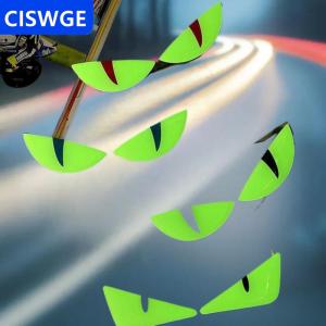 [COD] CISWGE AUTOPARTS Sáng 3D Quỷ Mắt Mèo mắt Thiết kế xe máy Sticker Glowing Đèn pha decal cho xe tay ga trang trí