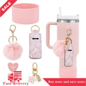 [COD] 6pcs Accessories Set Water Bottle Boots Cover Mini Hooks Lipstick Sleeve Pouch Pom Daisy Charm Keychain For Stanley Tumbler