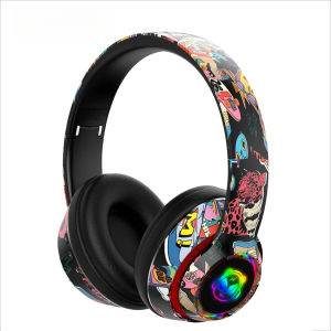 Zeallion Glowing Bluetooth Headphones Graffiti Wireless Earphones Noise Reduction Headsets Super HiFi Deep Bass Headphones