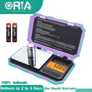 ORIA Digital Mini Scale Kitchen Scale 200g /0.01g Pocket Scale 50g calibration weight Electronic Smart Scale 6 Units LCD Backlit Display Tare Auto Off Stainless Steel(4 Optional Colors)