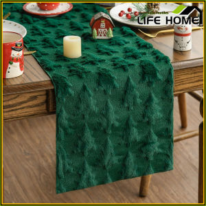 Plush Embroidered Green Table Flag Bed Tail Flag Christmas Decorative Scarf Tablecloth
