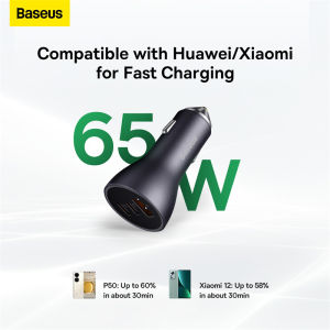 Baseus 65W Car Charger Dual USB Type C Fast Charging For Xiaomi Huawei Phone PD 25W Car Phone Charger Quick Charge 3.0 FCP AFC For iPhone 14 13 Huawei