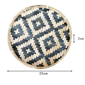 JACIRCLE Round Woven Bamboo Tray Nyiru Buluh Tampi Handmade Wicker Basket Food Tea Coffee Serving Plate Home Decor